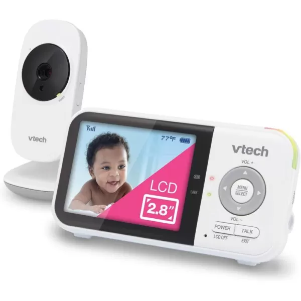 VTech VM8192 Video Baby Monitor with 19Hour Battery Life 2 Cameras 1000ft Long Range Auto Night Vision 28 Screen 2Way Audio Talk Temperature Sensor Power Saving Mode and Lullabies 480p1 camera