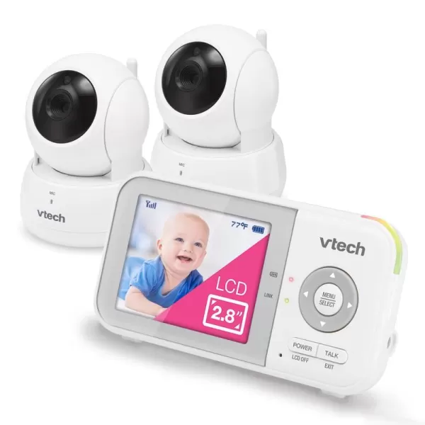 VTech VM923 Video Baby Monitor with 19Hour Battery Life 1000ft Long Range PanTiltZoom Enhanced Night Vision 28 Screen 2Way Audio Talk Temperature Sensor Power Saving Mode and Lullabies2 Cameras