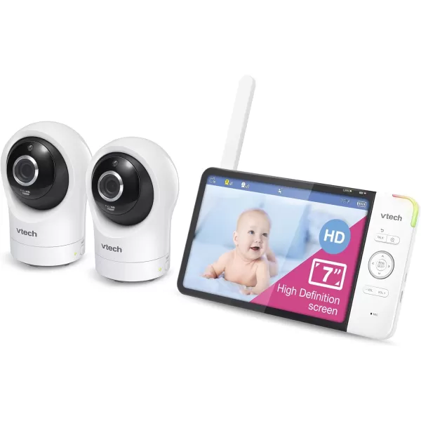 VTech RM77642HD 1080p Smart WiFi Remote Access 2Camera BabyMonitor 360 PanampTilt 10X Zoom 7 720p HD Display amp NightVision Soothing Sounds 2Way Talk TemperatureampMotion Detection iOSampAndroid2 Camera