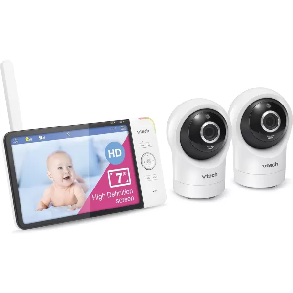 VTech RM77642HD 1080p Smart WiFi Remote Access 2Camera BabyMonitor 360 PanampTilt 10X Zoom 7 720p HD Display amp NightVision Soothing Sounds 2Way Talk TemperatureampMotion Detection iOSampAndroid2 Camera