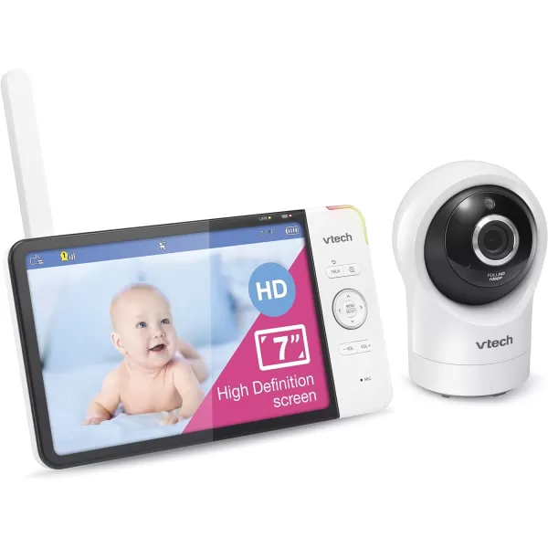 VTech RM77642HD 1080p Smart WiFi Remote Access 2Camera BabyMonitor 360 PanampTilt 10X Zoom 7 720p HD Display amp NightVision Soothing Sounds 2Way Talk TemperatureampMotion Detection iOSampAndroid1 Camera