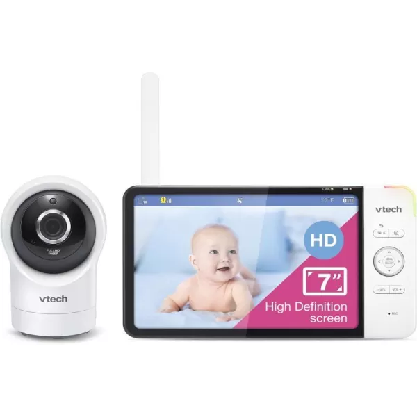 VTech RM77642HD 1080p Smart WiFi Remote Access 2Camera BabyMonitor 360 PanampTilt 10X Zoom 7 720p HD Display amp NightVision Soothing Sounds 2Way Talk TemperatureampMotion Detection iOSampAndroid1 Camera