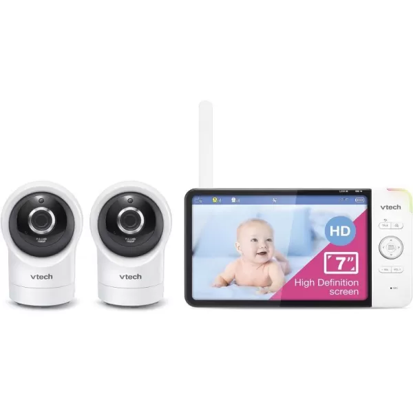 VTech RM77642HD 1080p Smart WiFi Remote Access 2Camera BabyMonitor 360 PanampTilt 10X Zoom 7 720p HD Display amp NightVision Soothing Sounds 2Way Talk TemperatureampMotion Detection iOSampAndroid2 Camera