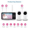 imageVTech VM819 Baby Monitor with Camera and Audio 28 Screen Portable Baby Camera Night Vision 2Way Audio Temperature Sensor and Lullabies Secure Transmission No WiFi Ideal for BabyElderlyPet5 fixed 2cams