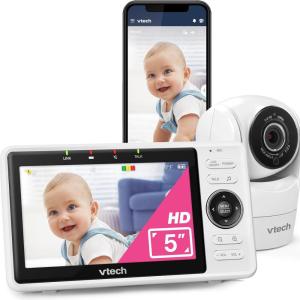 imageVTech Upgraded Smart WiFi Baby Monitor VM901 5inch 720p Display 1080p Camera HD NightVision Fully Remote Pan Tilt Zoom 2Way Talk Free Smart Phone App Works with iOS AndroidVM901
