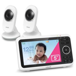 imageVTech VM819 Baby Monitor with Camera and Audio 28 Screen Portable Baby Camera Night Vision 2Way Audio Temperature Sensor and Lullabies Secure Transmission No WiFi Ideal for BabyElderlyPet5 fixed 2cams