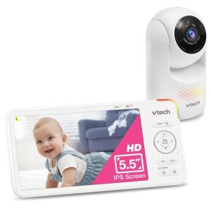 imageVTech Advanced HQ Max Twin 7quot Digital Video 2Cameras Baby Monitor with Pan Tilt Zoom Long Battery Life 5000mAh IPS Screen Adaptive MultiColor Night Light 2Way Talk HQ Display No WiFi White55 HD 1 Cam