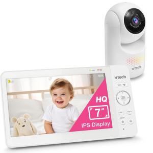 imageVTech Advanced HQ Max Twin 7quot Digital Video 2Cameras Baby Monitor with Pan Tilt Zoom Long Battery Life 5000mAh IPS Screen Adaptive MultiColor Night Light 2Way Talk HQ Display No WiFi White7 HQ 1 Cam