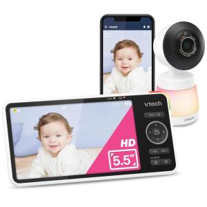 imageVTech 2Cameras Smart WiFi Baby Monitor with 1080p FHD Video Free App with Motion Video SoundMotion Detection and Notifications 7quot IPS Display with SplitScreen PanTiltZoom Smart HQ Max Twin5 Wifi 1 Cam