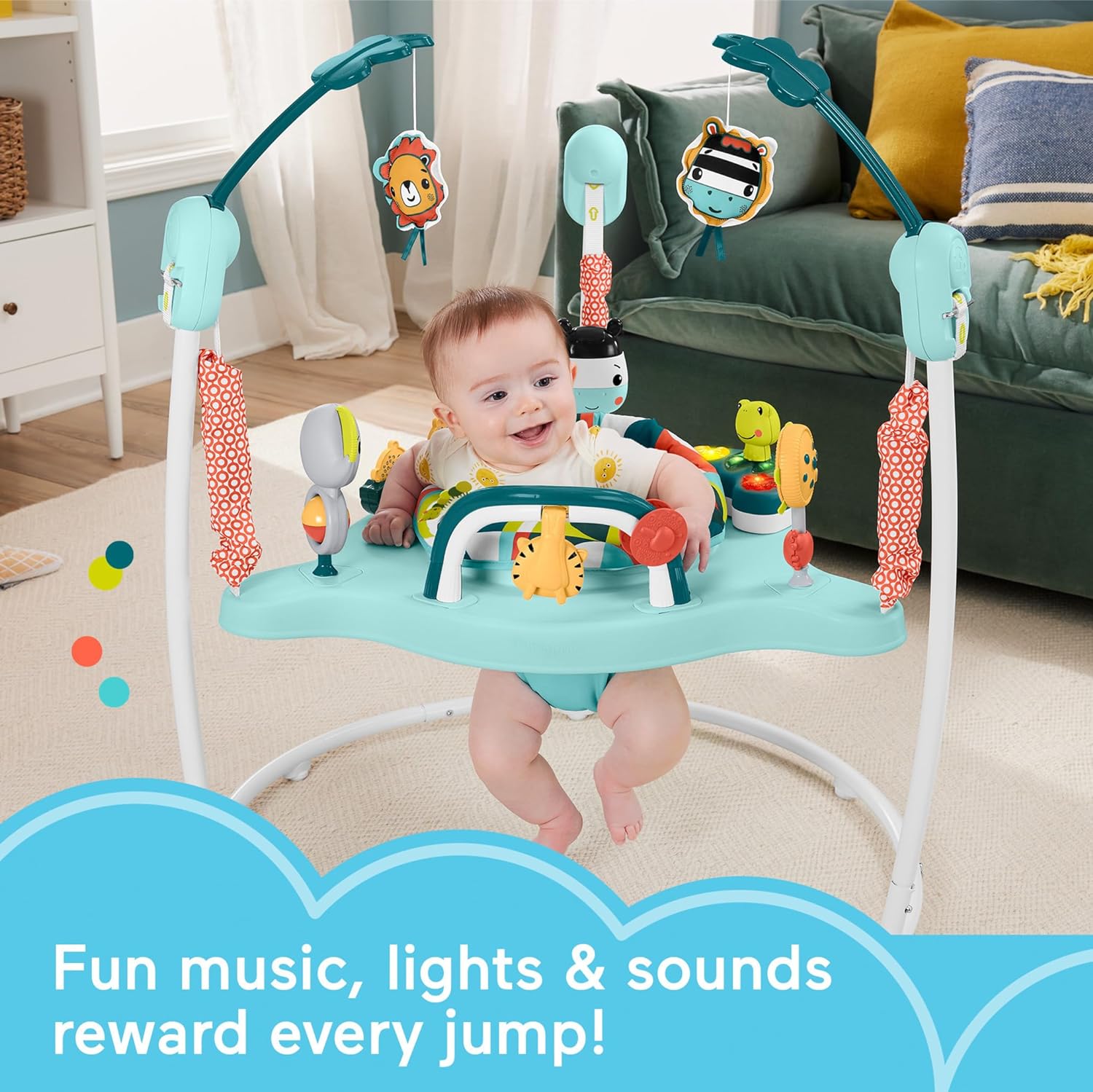 FisherPrice Baby Bouncer Color Climbers Jumperoo Activity Center with Music Lights amp Developmental Toys Amazon ExclusiveColorful Corners Jumperoo