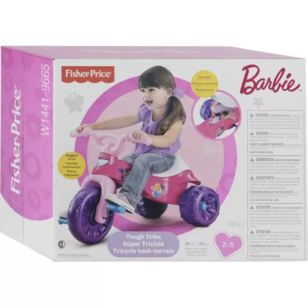 FisherPrice Barbie Toddler Tricycle Tough Trike Bike with Handlebar Grips and Storage for Preschool Kids Amazon Exclusive PinkBarbie