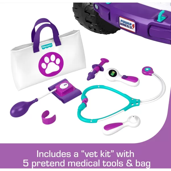 Power Wheels Preschool RideOn Toy Happy Hound Rescue Cruiser Jeep Wrangler with Pretend Medical Kit for Preschool Kids Ages 3 Years Seats 2Pet Vet Jeep  Battery