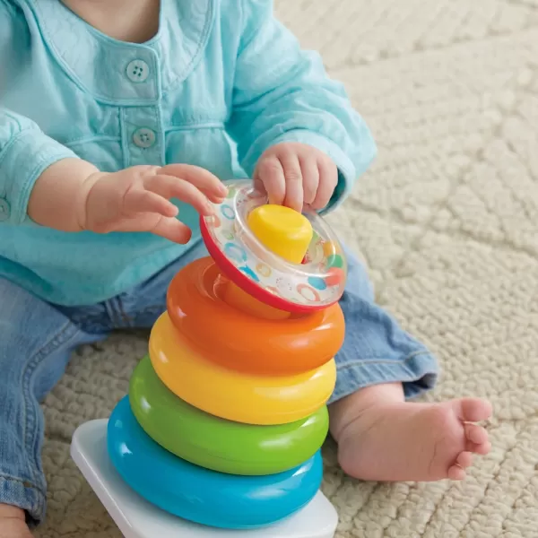 FisherPrice Baby Stacking Toy RockAStack RolyPoly Base With 5 Colorful Rings For Ages 6 MonthsRockaStack amp Blocks Bundle