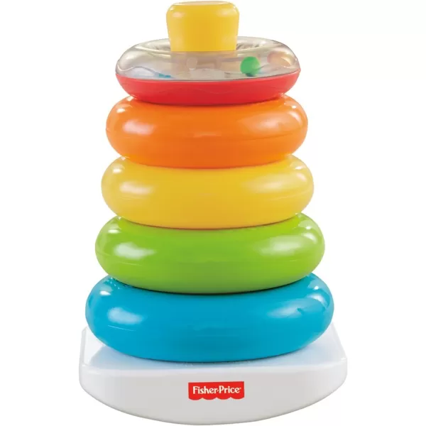 FisherPrice Baby Stacking Toy RockAStack RolyPoly Base With 5 Colorful Rings For Ages 6 MonthsRockaStack amp Blocks Bundle