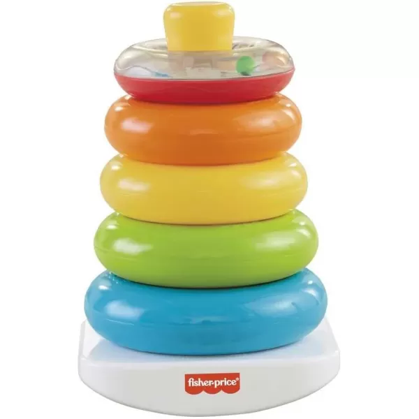 FisherPrice Baby Stacking Toy RockAStack RolyPoly Base With 5 Colorful Rings For Ages 6 MonthsRockaStack amp Blocks Bundle