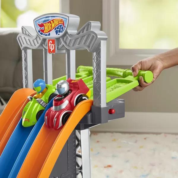 FisherPrice Little People Toddler Playset Hot Wheels Racing Loops Tower Race Track with Stunt Ramp amp Sounds for Ages 18 MonthsStandard Packaging