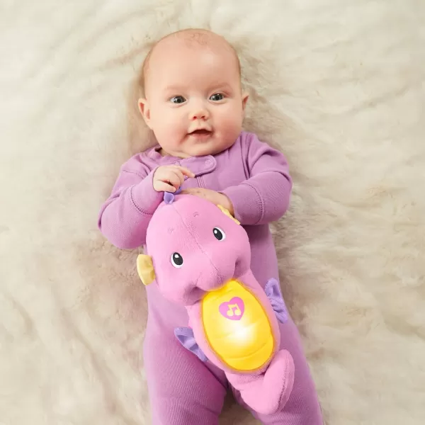 FisherPrice Musical Baby Toy Soothe amp Glow Seahorse Plush Sound Machine With Lights amp Volume Control For Newborns BluePink Retail Packaging