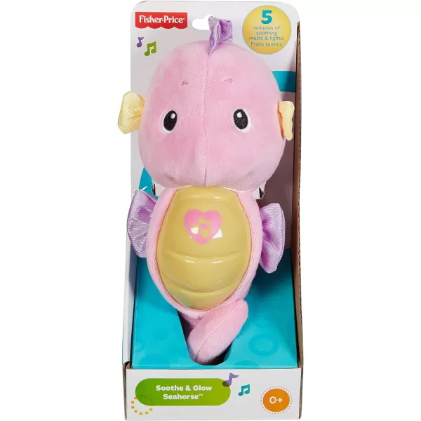 FisherPrice Musical Baby Toy Soothe amp Glow Seahorse Plush Sound Machine With Lights amp Volume Control For Newborns BluePink Retail Packaging