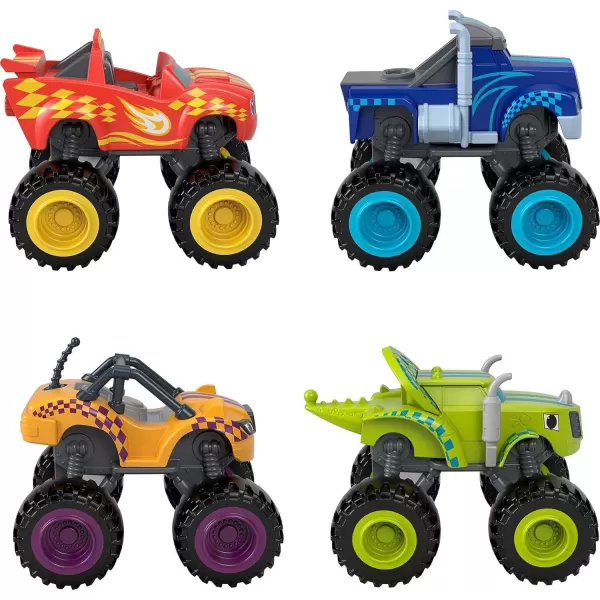 FisherPrice Blaze and The Monster Machines Diecast Toys Racers 4 Pack of PushAlong Metal Vehicles for Pretend Play Preschool Kids Ages 3 Years Amazon Exclusive4 pack