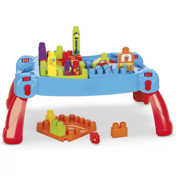 MEGA BLOKS First Builders Toddler Blocks Toy Set Build n Learn Activity Table with 30 Pieces and Storage Pink Ages 1 Years Amazon ExclusiveBlue