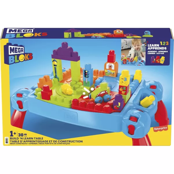 MEGA BLOKS First Builders Toddler Blocks Toy Set Build n Learn Activity Table with 30 Pieces and Storage Pink Ages 1 Years Amazon ExclusiveBlue