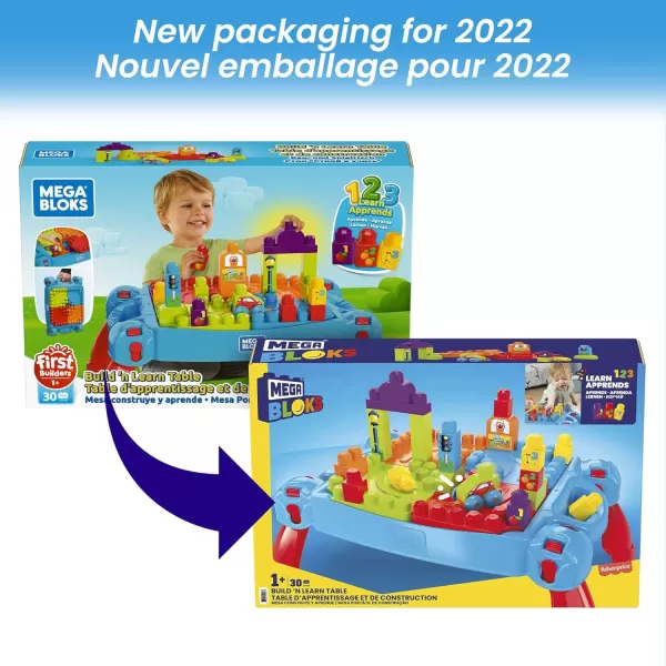 MEGA BLOKS First Builders Toddler Blocks Toy Set Build n Learn Activity Table with 30 Pieces and Storage Pink Ages 1 Years Amazon ExclusiveBlue