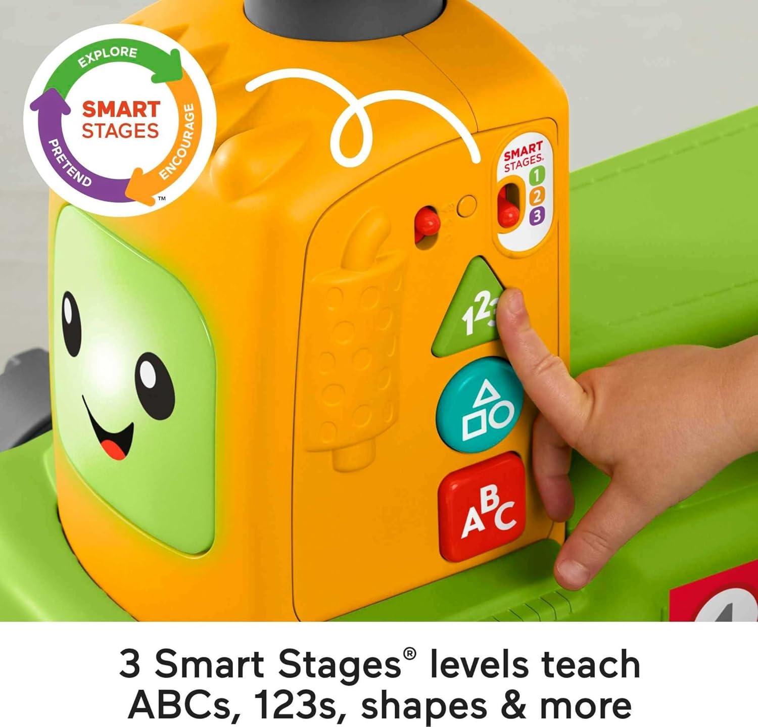 FisherPrice Baby to Toddler Toy Laugh ampamp Learn 4in1 Farm to Market Tractor Ride On with Pull Wagon ampamp Smart Stages for Infants Ages 9 Months