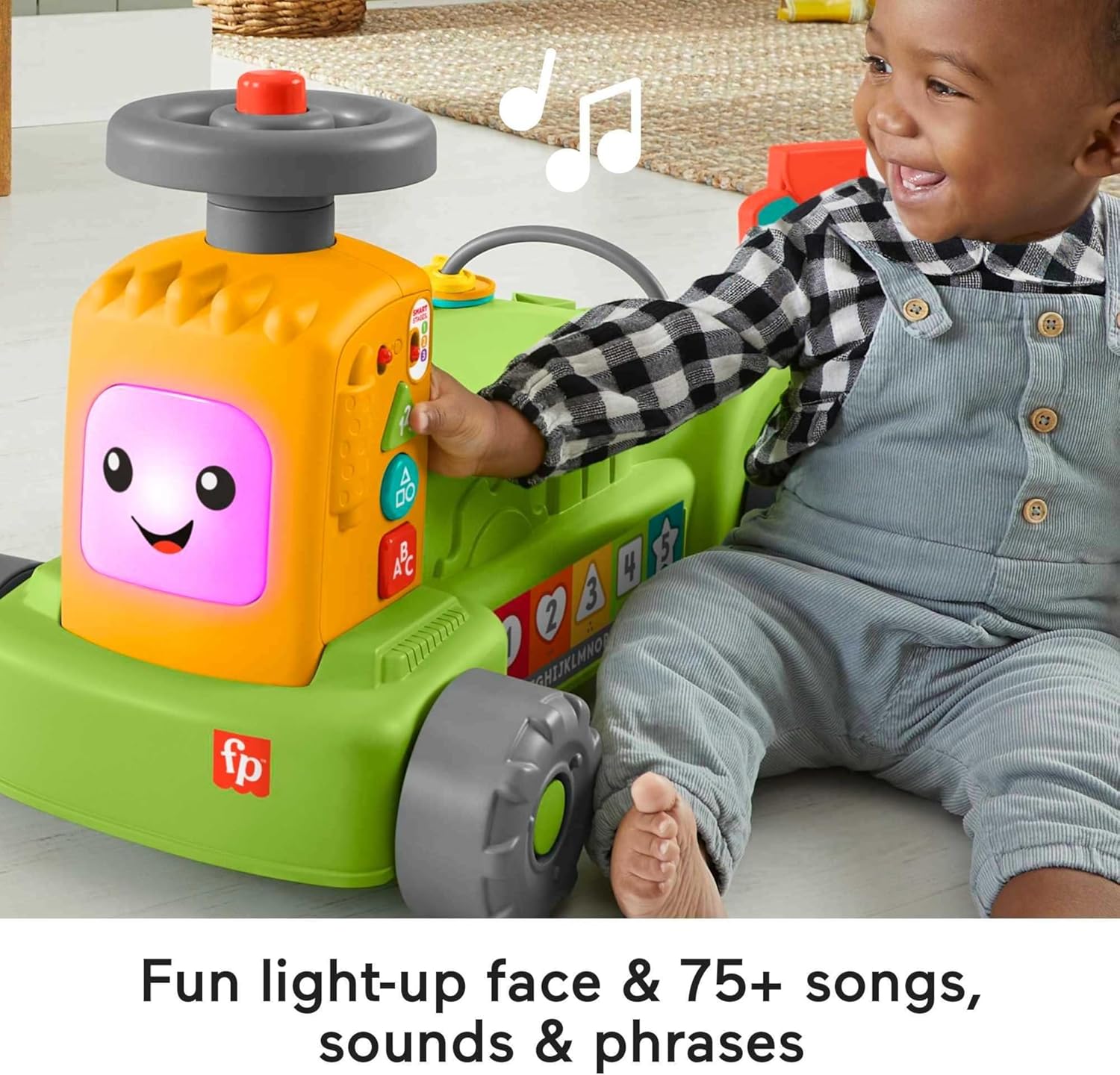 FisherPrice Baby to Toddler Toy Laugh ampamp Learn 4in1 Farm to Market Tractor Ride On with Pull Wagon ampamp Smart Stages for Infants Ages 9 Months
