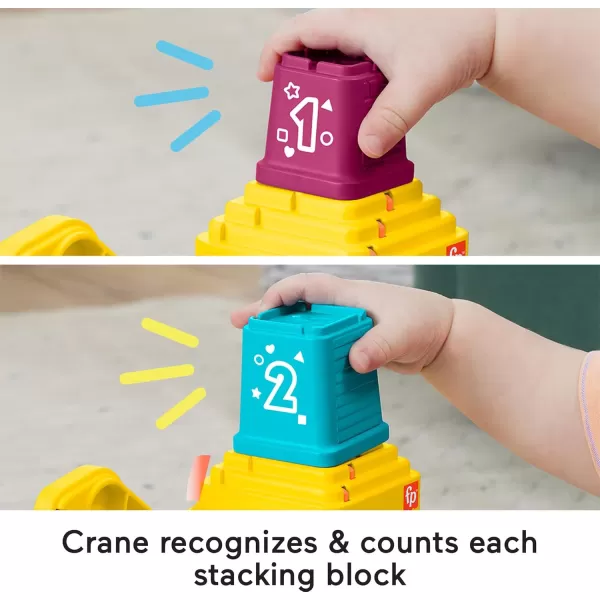FisherPrice Baby ampamp Toddler Learning Toy Count ampamp Stack Crane with Blocks Lights Music ampamp Sounds for Infants Ages 9 Months