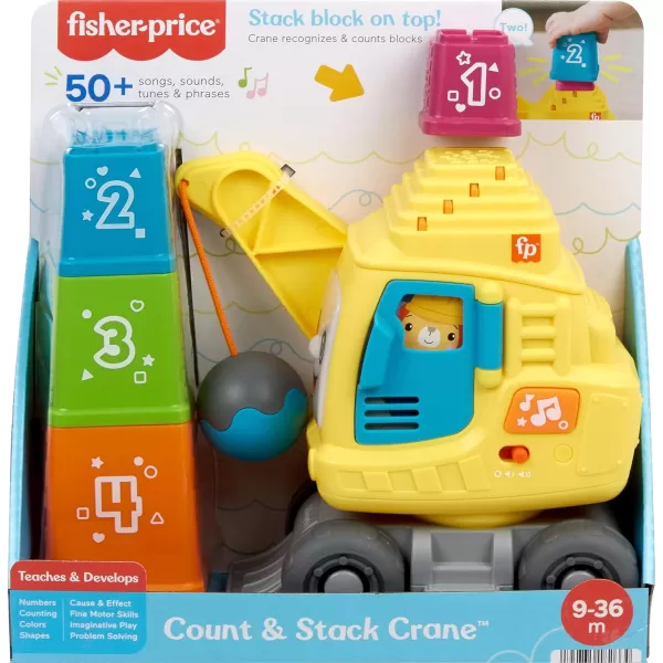 FisherPrice Baby ampamp Toddler Learning Toy Count ampamp Stack Crane with Blocks Lights Music ampamp Sounds for Infants Ages 9 Months