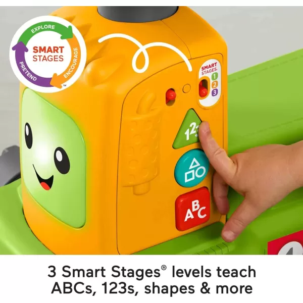FisherPrice Baby to Toddler Toy Laugh ampamp Learn 4in1 Farm to Market Tractor Ride On with Pull Wagon ampamp Smart Stages for Infants Ages 9 Months
