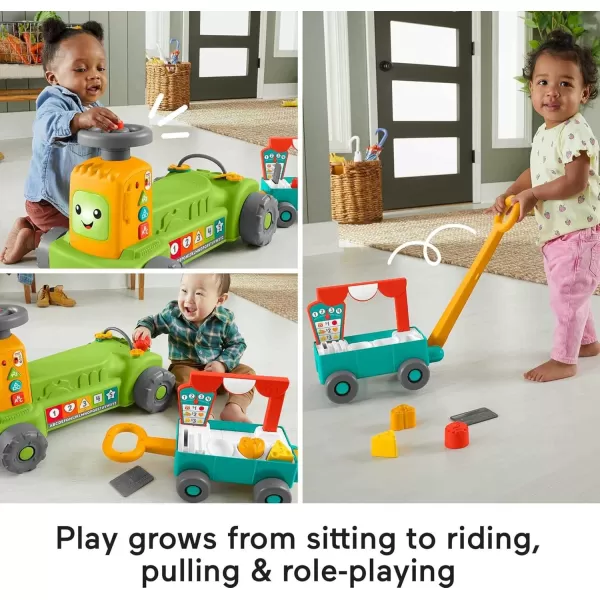 FisherPrice Baby to Toddler Toy Laugh ampamp Learn 4in1 Farm to Market Tractor Ride On with Pull Wagon ampamp Smart Stages for Infants Ages 9 Months