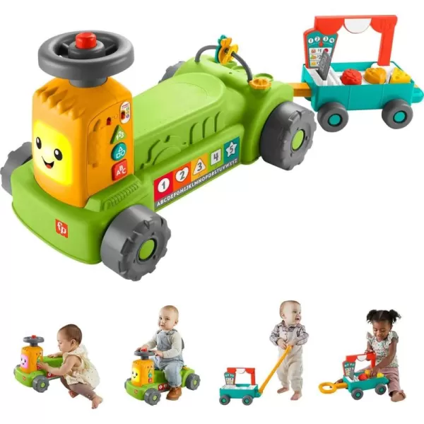 FisherPrice Baby to Toddler Toy Laugh ampamp Learn 4in1 Farm to Market Tractor Ride On with Pull Wagon ampamp Smart Stages for Infants Ages 9 Months