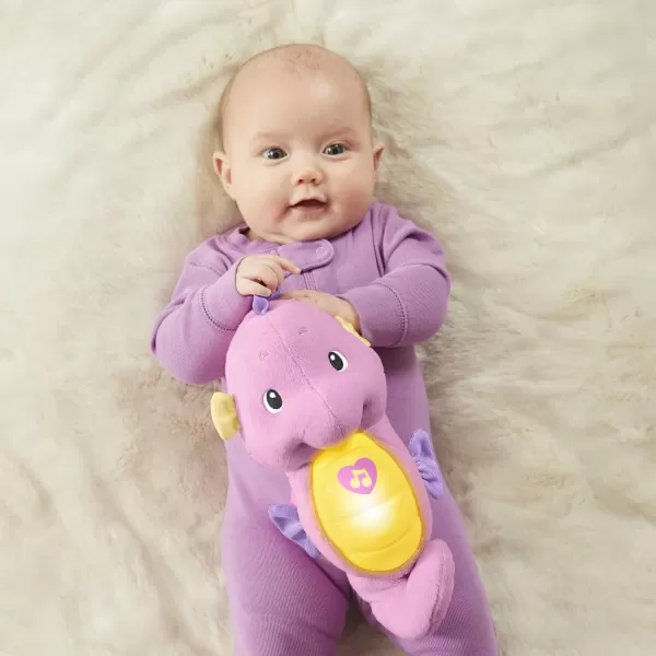 imageFisherPrice Musical Baby Toy Soothe ampamp Glow Seahorse Pink Plush Sound Machine with Lights ampamp Volume Control for NewbornsPink Retail Packaging