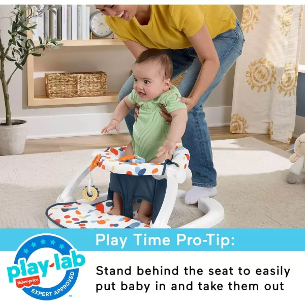 imageFisherPrice Portable Baby Chair SitMeUp Floor Seat with Developmental Toys ampamp Machine Washable Seat Pad FroggyDarling Dots