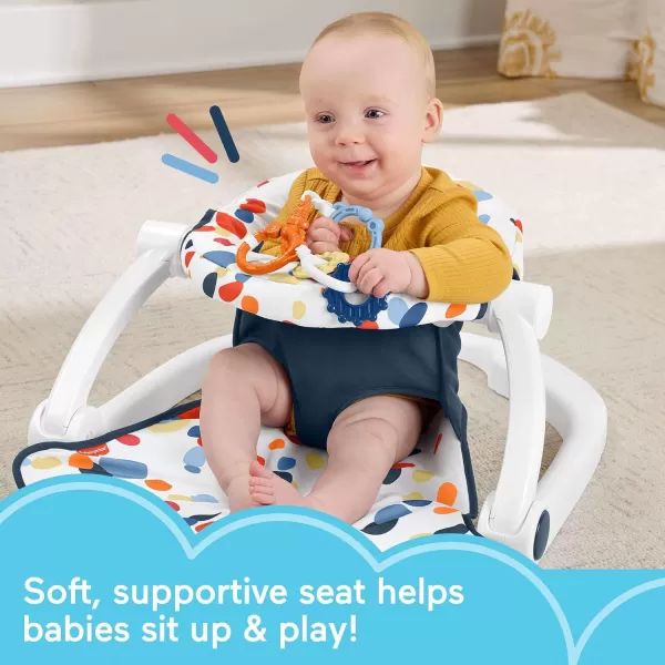 imageFisherPrice Portable Baby Chair SitMeUp Floor Seat with Developmental Toys ampamp Machine Washable Seat Pad FroggyDarling Dots