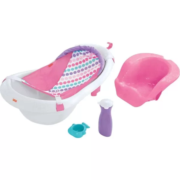 imageFisherPrice Baby to Toddler Bath 4in1 Sling n Seat Tub with Removable Infant Support and 2 Toys Climbing LeavesPink