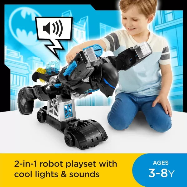 imageFisherPrice Imaginext DC Super Friends Batman Toy BatTech Batbot Playset 2FtTall Robot with Lights ampamp Sounds for Pretend Play Kids Ages 3 Years