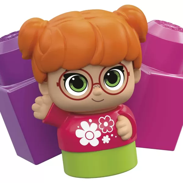 imageMega BLOKS First Builders Toddler Building Blocks Toy Set Catie Convertible with 6 Pieces and Storage 1 Figure Pink Ages 1 YearsCatie Convertible