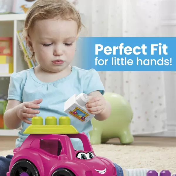 imageMega BLOKS First Builders Toddler Building Blocks Toy Set Catie Convertible with 6 Pieces and Storage 1 Figure Pink Ages 1 YearsCatie Convertible