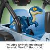 imagePower Wheels Jurassic World Dino Damage Jeep Wrangler RideOn Toy with Lights Sounds and Dinosaur Toy MultiTerrain Traction Preschool Toy Seats 2Jurassic World Jeep