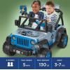 imagePower Wheels Jurassic World Dino Damage Jeep Wrangler RideOn Toy with Lights Sounds and Dinosaur Toy MultiTerrain Traction Preschool Toy Seats 2Jurassic World Jeep