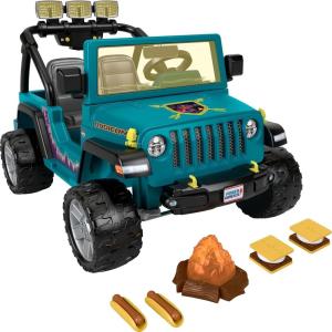 imagePower Wheels Camping Jeep Wrangler RideOn Toy with Pretend Food Camping Gear ampamp Lights Preschool Toy Seats 2 Ages 3 YearsCamping Jeep