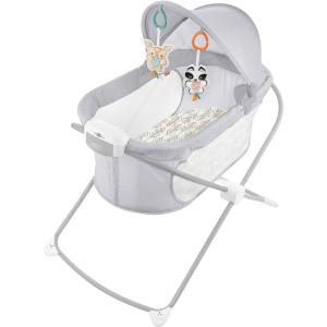 imageFisherPrice Portable Baby Crib Soothing View Projection Bassinet with Lights Music Vibrations ampamp Slim Fold for Newborns 0 Months Fawning LeavesFawning Leaves