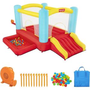 imageFisherPrice Bouncemania Inflatable Mega Bouncer Bouncy House with 50 Play Balls Multicolor