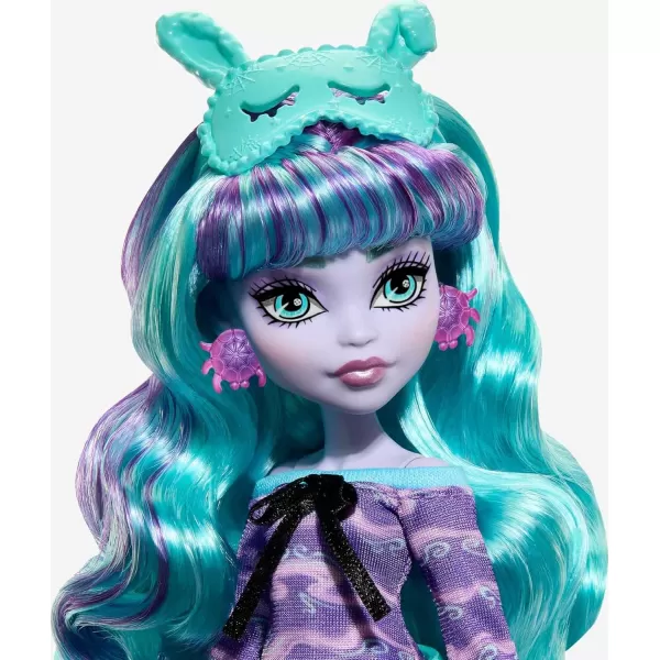 Monster High Creepover Party Doll Twyla with Pet Bunny Dustin Sleepover Clothes ampamp Accessories like Hoodie Book ampamp BackpackMulticolor