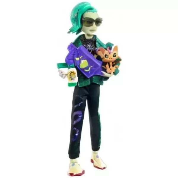 Monster High Deuce Gorgon Doll in Signature Look with Denim Snake Jacket ampamp Accessories Pet Mouse PerseusMulticolor