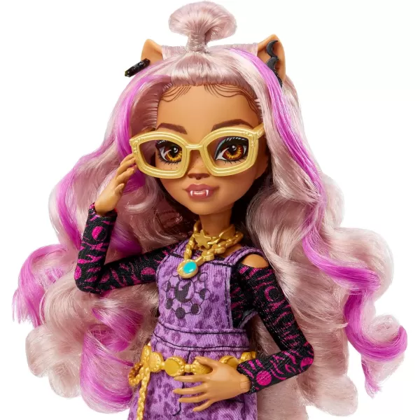 Monster High Doll Clawdeen Wolf with Purple Streaked Hair in Signature Look with Fashion Accessories ampamp Pet Dog CrescentOriginal Look