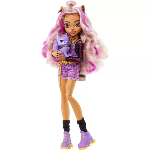 Monster High Doll Clawdeen Wolf with Purple Streaked Hair in Signature Look with Fashion Accessories ampamp Pet Dog CrescentOriginal Look