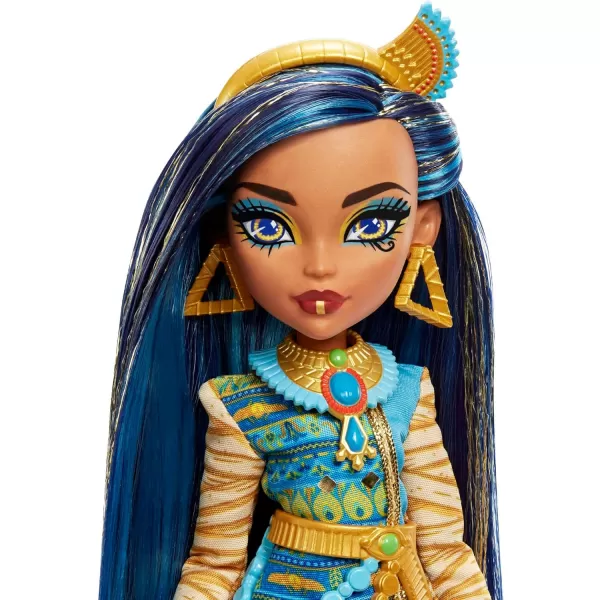 Monster High Doll Cleo De Nile with Blue Streaked Hair in Signature Look with Fashion Accessories ampamp Pet Dog TutMulticolor